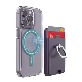 AAUXX UMS-IR03PKMGDP iRing Pocket Mag Safe Card Storage Integrated Eye Ring Magnet Detachable Wireless Charging Support Deep Purple