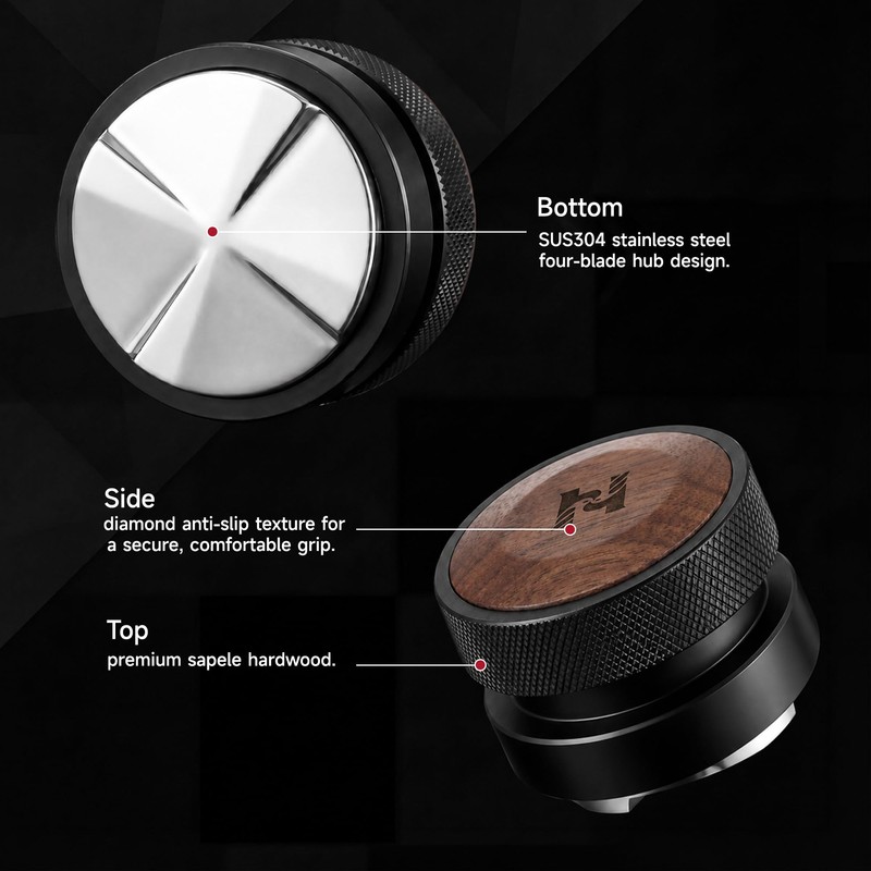 HiBREW 58.5mm Gravity-Based Espresso Distributor, Self-Leveling Distribution, Fits All 58mm