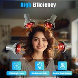 MOCHAG 5 Heads Infrared Heat Lamp, 750W Professional Standing Salon Hair Dryer Steamer, Color Processor Styling Perming Dryer Accelerator, Salon Barber Equipment for Hair Salons Beauty Salons Homes