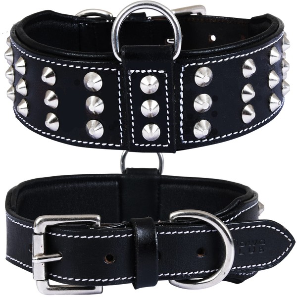 DowgClub | Genuine Leather Brazier Rivet Spike Dog Collar |