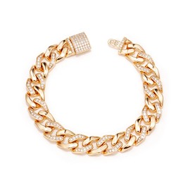 NOKMIT Cuban Bracelets for Women Men Iced Out Thick Miami Cuban Link Curb Chain Bracelet Bling Diamond Hip Hop Jewelry (Style C)