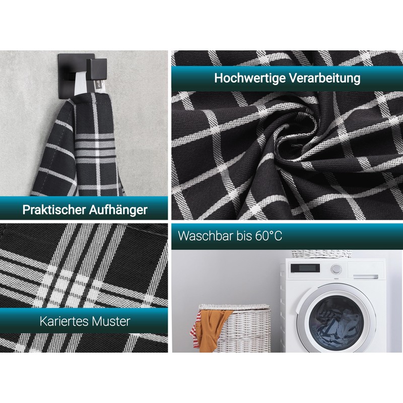 ZOLLNER Set of 5 Tea Towels, 50 x 70 cm,