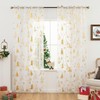 DEARTOWN Christmas Sheer Curtains, Snowflake Gold Foil Print Sheer Curtains,