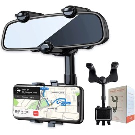 Frentaly EPN 360° Car Phone Holder Rotatable, Retractable Rearview Mirror Mount Universal