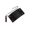BLACK GENUINE LEATHER Trifold Biker's Wallet ID Card Holder w/Chain