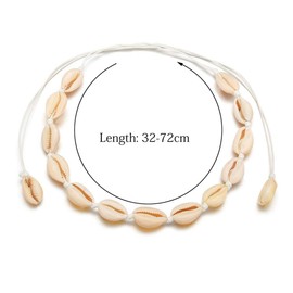 Huture 4pcs Shell Necklace and Shell Bracelet, Kauri Shell Choker, Jewellery Set, Necklace, Anklet, Conch, Natural Bohemian, Handmade with Adjustable Rope, Accessories for Women Black / White