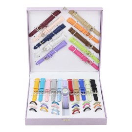 Gino Milano Women's Heart Shaped Multi-Color Faux Leather Watch - 21 Interchangeable Bands