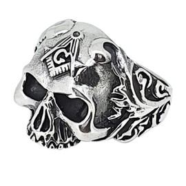 Treasure Bay Biker Jewellery 925 Sterling Silver Skull Biker Gothic Punk Rocker Ring (T)