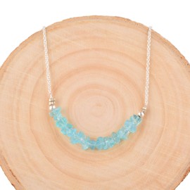 Natural Apatite Raw Bar Pendant Necklace, Rough Gemstone, Energy Healing Crystals, Birthday, Gift for Her, Gemstone Jewelry 18 inch AAA+ Quality (apatite)