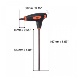 sourcing map T27 Anti Tamper Proof Torx Key T-Handle Dual End Wrench, S2 Steel