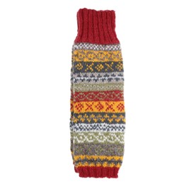 Pachamama Women 100% Wool Legwarmer Handknitted Fair Isle Pattern Rust Multicoloured Regular Fit Handmade Extra Warm