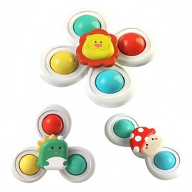 3PCS Set with Suction Cup Spinners for Babies, Rich Shapes Suction Toys, Baby Travel Essentials, Travel, Bathing, Early Education, Sensory Soothing Toys.