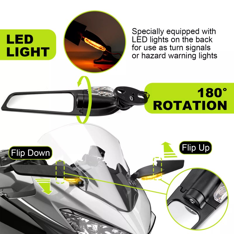 XM Rearview Wing Mirrors w/ LED Turn Signal Lights for