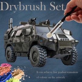 Himmlfel Dry brush Set，3 Size Dry Brush Miniature Painting，Professional Dry Brushes for Citadel Game Model,Large Medium Detailed Model,Warhammer,Hobby Art Paint Brushes for Artist and Beginner (Black)