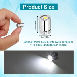 30pcs Micro Mini LED Lights, Cold White Small LED Lights with 15 Extra Battery Operated for Dollhouse Tiny Crafts DIY Decor for Miniature Projects Toy Buildings & Party Decoration Accessories
