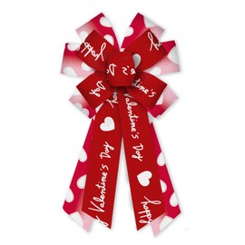 Large Valentine's Day Wreath Bows Valentine's Day Words White Love Heart Burlap Fabric Bows for Wreath Valentines Decor Ribbon Bows for Valentine's Day Party Wedding Indoor Outdoor Decoration Supplies