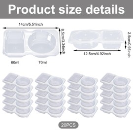 MACULPER Pack of 20 Storage Jars with Lids, Plastic Cups with Lids, Sauce Cups, Tupperware with Lid, Small Tin with Lid, Storage Jars for Kitchen Sauces, Dips, Spices