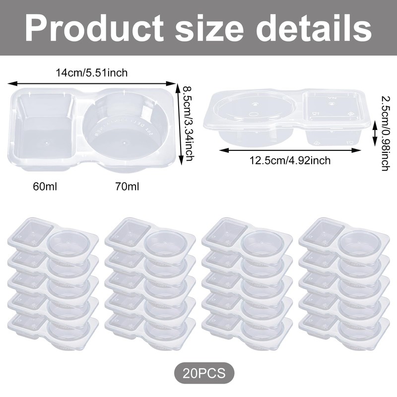 MACULPER Pack of 20 Storage Jars with Lids, Plastic Cups