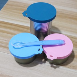 IVIA PET Food Can Covers | 3 Pack Silicone Food Can lids & 1 Can Spoon | One Can Cap Fit Most Standard Size Canned Dog Cat Food(3+1)