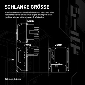 EZDIY-FAB PCIe 5.1 Adapter 600W 12+4pin, 16pin 12VHPWR GPU Plug, 12V-2x6 GPU Adapter, Right 90 Degree Angle Compatible with RTX 3090Ti,4070Ti,4080,4090 GPUs-STD Type, Black, 1 Pack