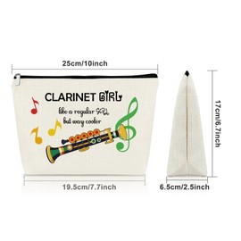 Sazuwu Clarinet Gifts Makeup Bag Clarinet Player Gifts Musician Accessories Cosmetic Toiletry Bag Funny Music Teacher Gift Clarinetist Christmas Birthday Present