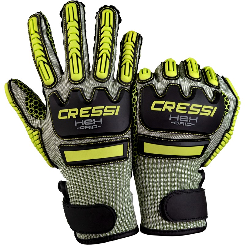 Cressi HEX Grip Gloves, Lime, L