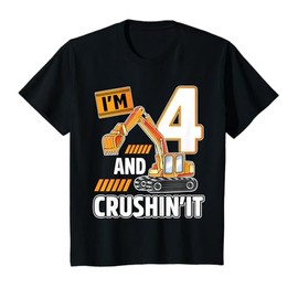 4 year old vehicles construction excavator Birthday 4th T-Shirt