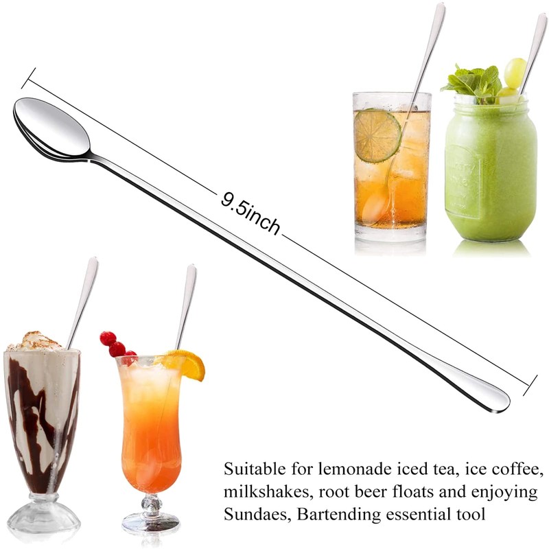 Stainless Steel Long Handle Iced Cream Spoons - 9.5 Inch