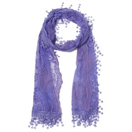 Cindy and Wendy Lightweight Soft Leaf Lace Fringes Scarf shawl for Women (TYH-LAVENDER)