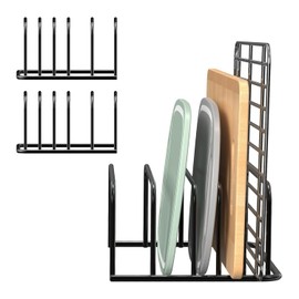 Pack of 2 Chopping Board Holder, Plate Holder Drawer with 5 Slots, Chopping Board Holder, Kitchen Organiser, for Cutting Boards, Baking Trays, Trays