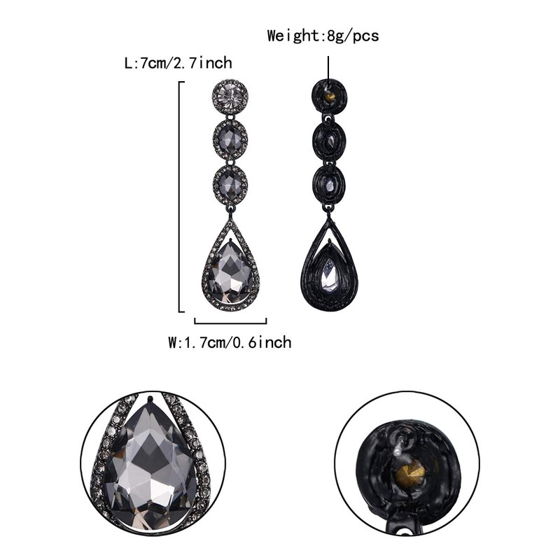 Flyonce Women's Rhinestone Crystal Wedding Fashion Long Teardrop Dangle Chandelier