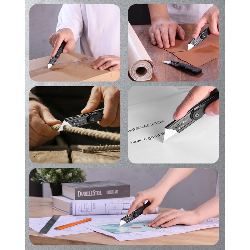 WORKPRO 3-Pack Folding Utility Knife Set, G10 Handle Box Cutter