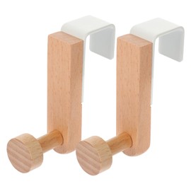 GLEAVI 4 Pcs Door Hook Modern Single Hat Hooks Door Hanger Coat Hooks Rustic Wooden Hooks Cloth Hook Towel Hanger Over Door Wooden Clothes Hangers Hanger Hooks Outdoor Knob Iron White
