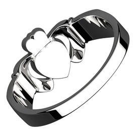 GWG Jewellery 925 Sterling Silver Simple Classic Claddagh Ring – 9 in Gift Box for Women