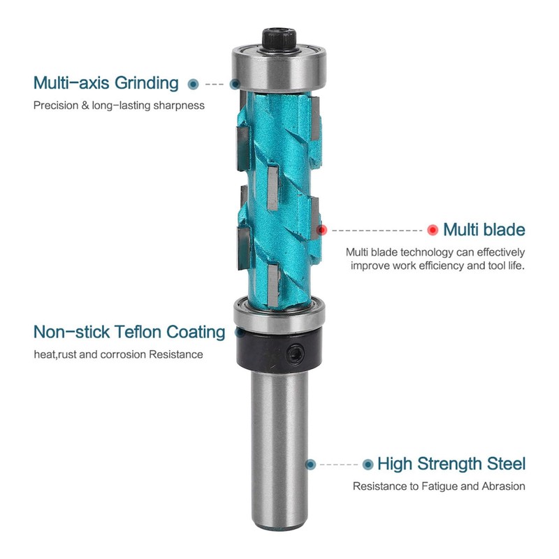 Spiral Flush Trim Router Bit, 1/2 Inch Shank Carbide Flush