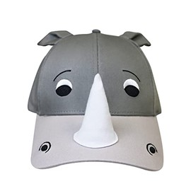 San Diego Zoo Rhino Youth Baseball Cap, Gray Kids Hat, Embroidered Rhino Face with Horn & Ears, One Size