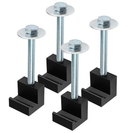 Tamirey 4PCS Black Aluminum J Hook Tie Downs – Truck Toolbox Mounting Kit – Pickup Bed Tool Box Tie Down Clamps with Hardware