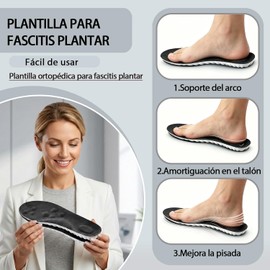 3 Pares Plantillas Ortopédicas Mujer y Hombre,Plantillas para Fascitis Plantar,con Soporte de Arco,Memory Foam Antifatiga,Alivia el Dolor de Pies,Uso Diario en Deporte y Trabajo (Negro, 23-25)