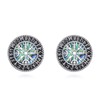 Viking Stud Earrings S925 Sterling Silver Abalone Compass Earrings Viking