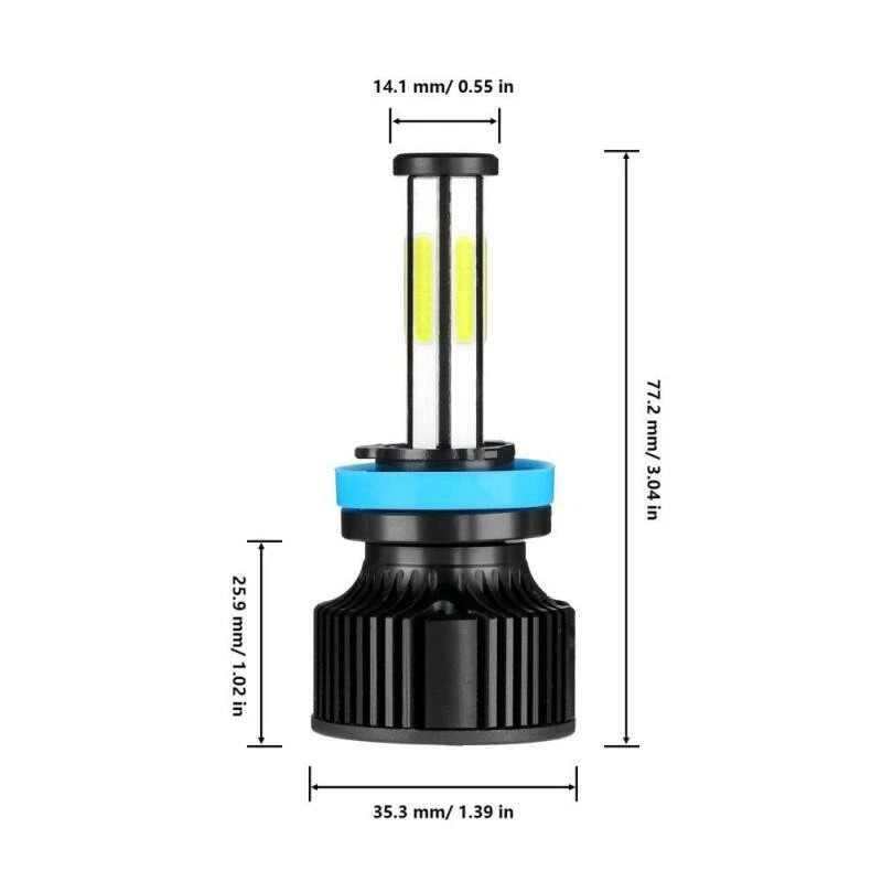 IRONWALLS 6 Sides H11 H9 H8 LED Headlight Bulbs Super