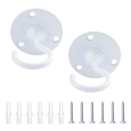 INCREWAY 2 PCS Sturdy Ceiling Hooks, Antique Style Wall Mount Screw-in Plate Hooks for Hanging Plants, Chandeliers & Home Decor - Heavy Duty Ceiling Hooks (White)