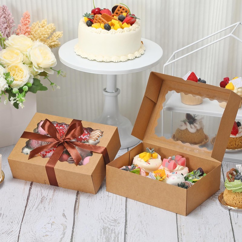 COTOPHER Auto Pop Up Cookie Box with Window 8x6x2.5 Inches