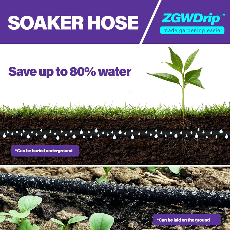 ZGWDrip Soaker Hose 150 FT,1/2 Inch Soaker Garden Hose with