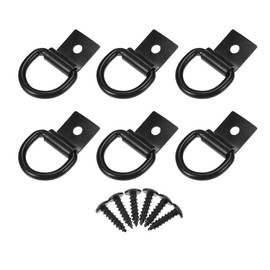 TUCKBOLD Car D-Ring Mounting Strap Rings 1/4 Inch Multi-Purpose Anchor Hook Black with Screws Pack of 6