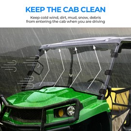 KEMIMOTO Front Full Windshield Compatible with John Deere Gator XUV 550 560 560e 590i 590e 590m, Polycarbonate Clear Windshield Scratch Resistant
