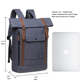 KAUKKO Chic & Stylish Rucksack for School, University, Work & Travel with Laptop Compartment & Anti-Theft Feature for Daily Use Grey