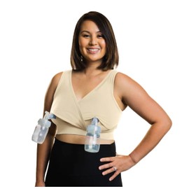 Love and Fit Everyday Luxe 3.0 Wireless Nursing & Hands-Free Pumping Bra - Cream, X-Large - Compatible with All Standard Pump Flanges