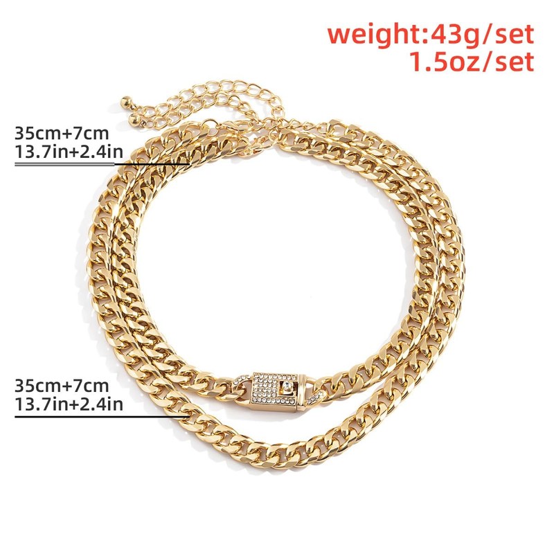 Vanesseva Chunky Gold Plated Chain Layered Necklace for Women CZ