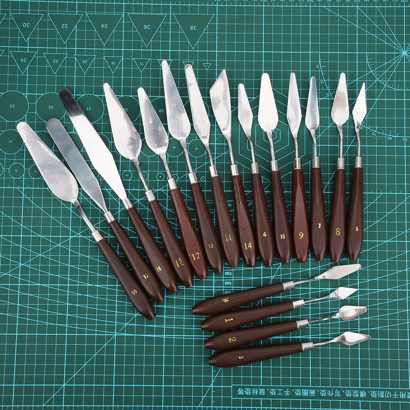 18Pcs Paint Scraper Knife Exquisite Plastic Handle Oil Painting Tool
