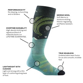 Darn Tough Vermont Aurora OTC Lightweight with Cushion Aqua SM (US 4.5-7)